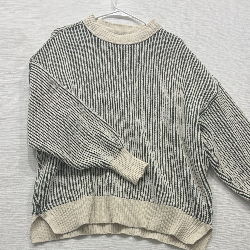 Striped Green and Cream Sweater
